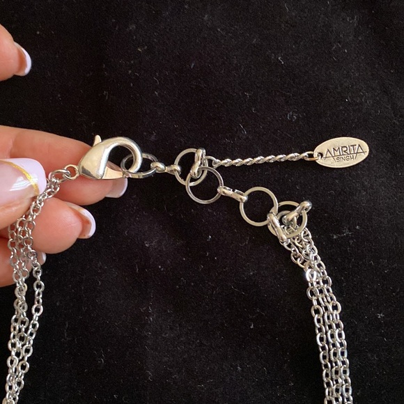 Jewelry necklace with blue crystal like sapphire and Swarovski. - Picture 3 of 7